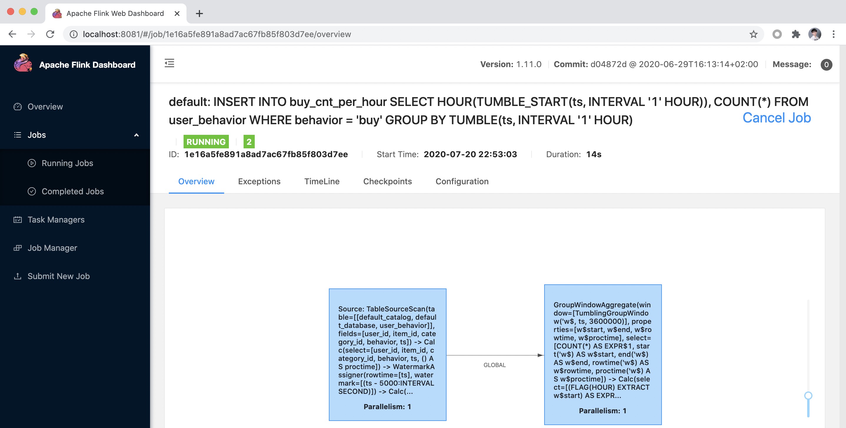 flink apache continuously observe runs